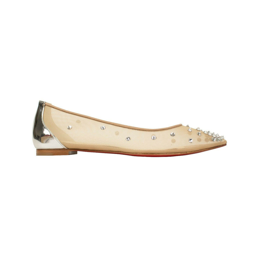 'Degra' Mesh Ballerina Flats - Beige