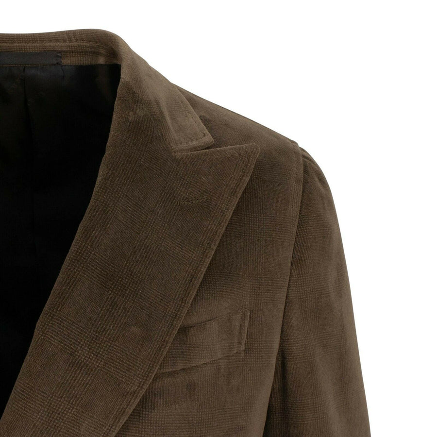 Drop 8 Velvet Cotton Plaid Double Breasted Sport Coat - Brown