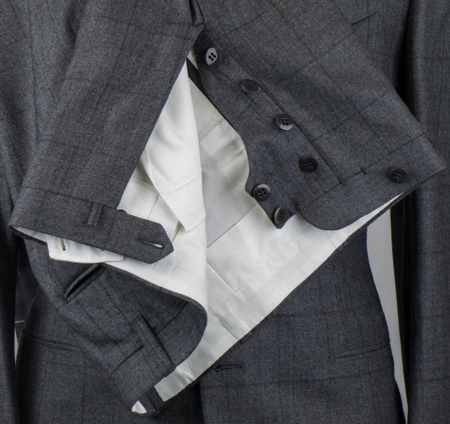 Windowpane Cashmere Blend 2 Button Suit - Gray