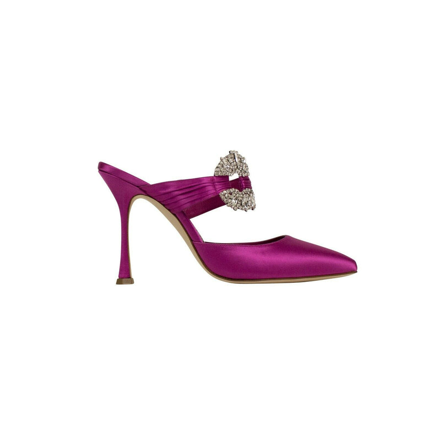 Satin Maidugur Embellished Mules - Pink