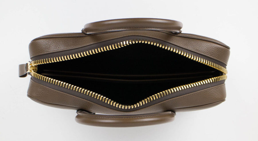 Medium Buckley Trapeze Pebbled Leather Briefcase Bag - Light Brown