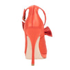 Satin Peep Toe Ankle Strap Bow Pumps - Orange