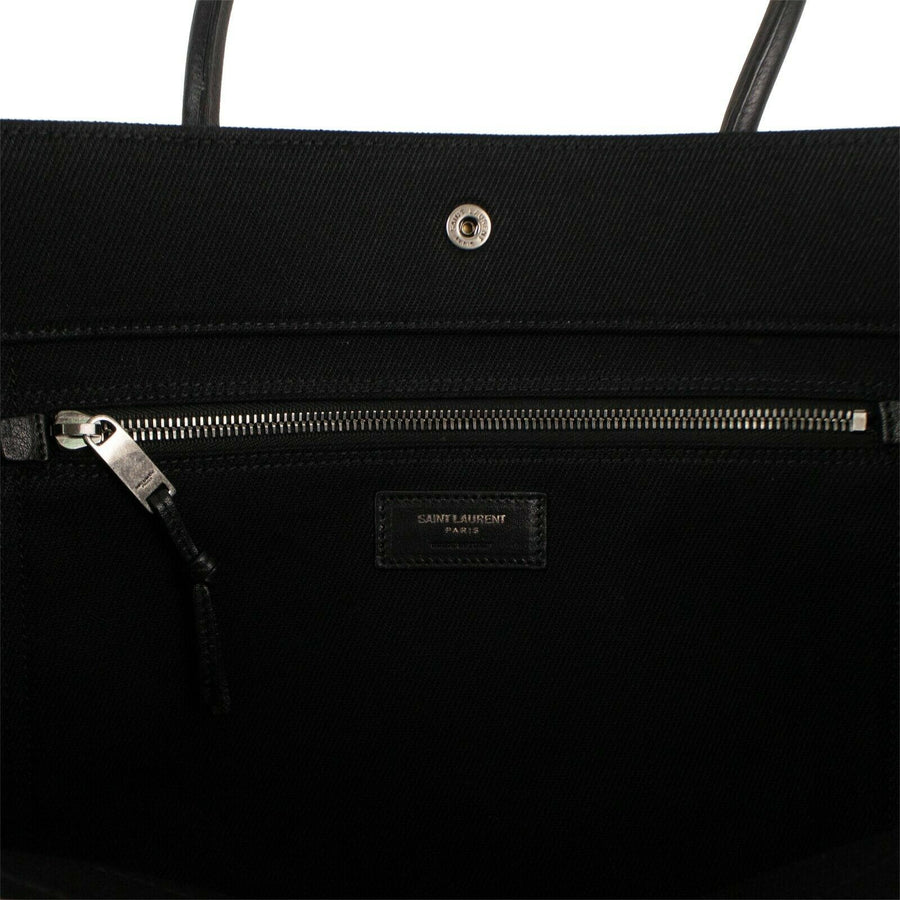 Rive Gauche Cotton Tote Handbag - Black