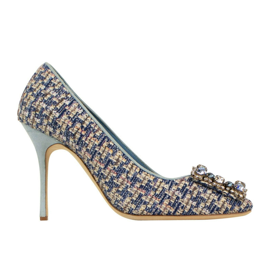 Vazza 105 Tweed Crystal Pumps - Blue