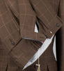 Windowpane Wool Blend Double Breasted Suit - Brown