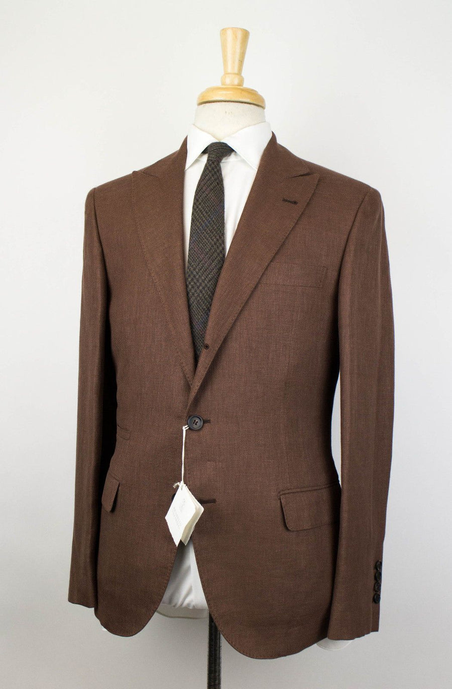 Wool Blend 3 Roll 2 Button Suit - Brown