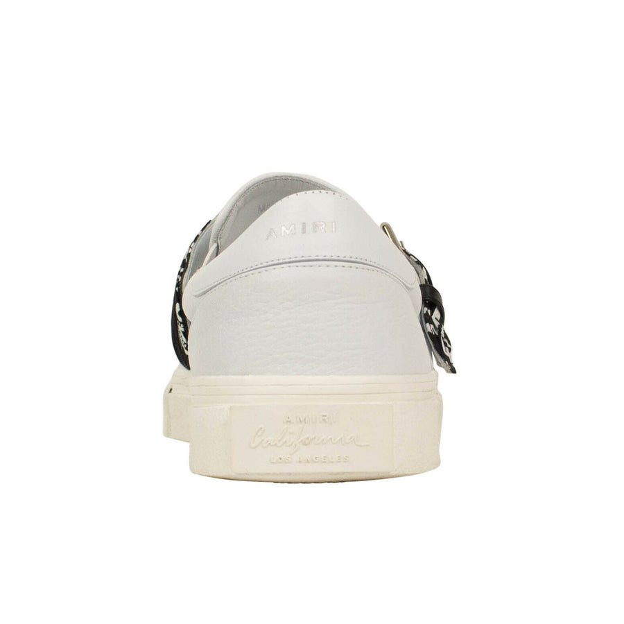 Leather Bandanna Slip On Sneakers  -White