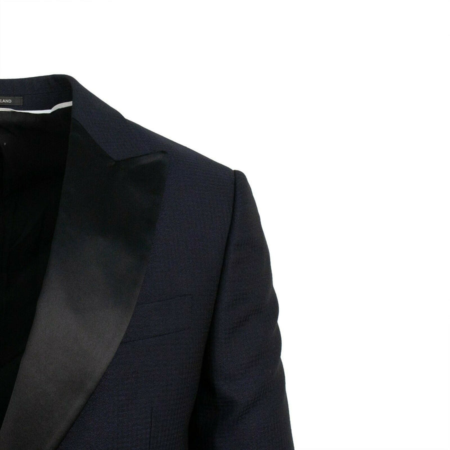 Small Check Wool Two Button Suit - Navy