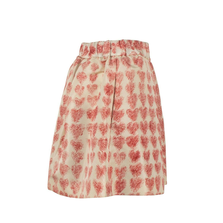 Satin Heart Printed Flare Shorts - Ivory