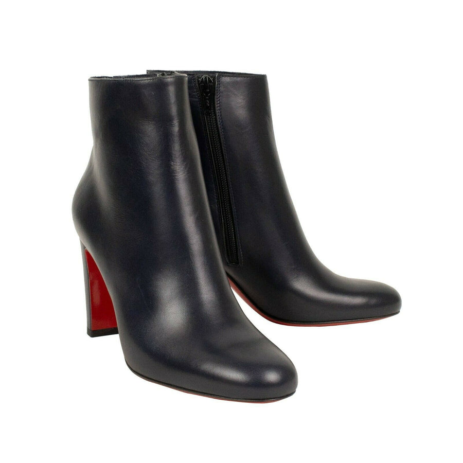 'Adox' 85mm Leather Boots Heels - Blue