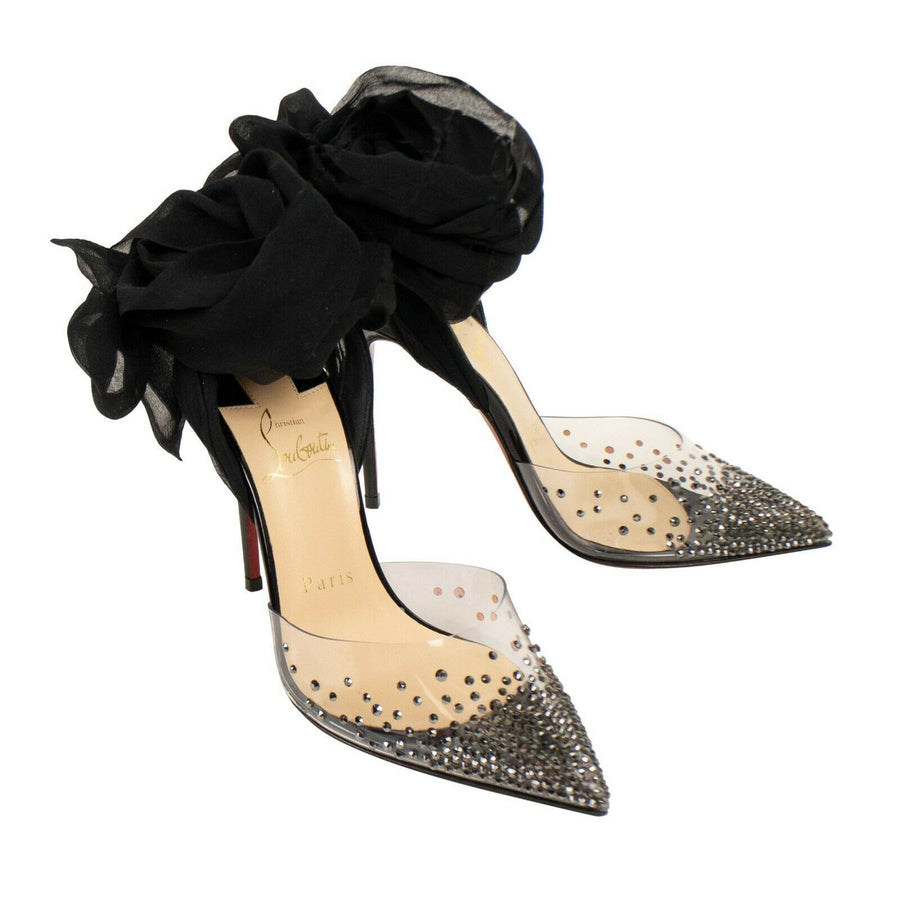 PVC Strass Tie 100mm Pumps - Black