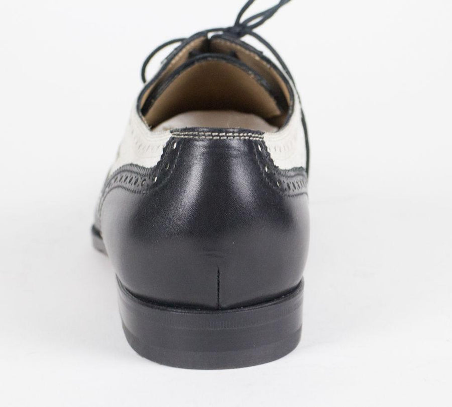 Leather & Suede Wingtip Oxfords - Black / White