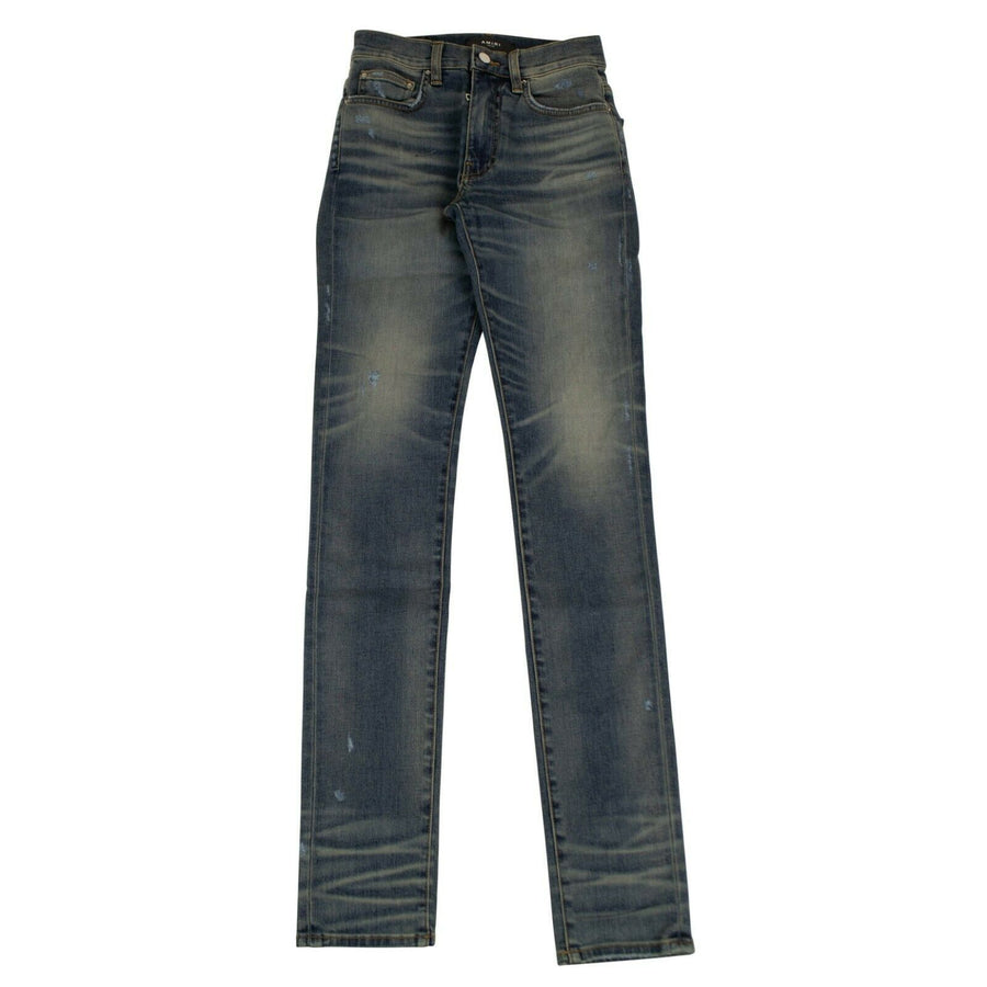 Faded Denim Skinny Stack Jeans - Dark Blue