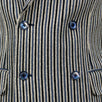 Striped Cotton Double Breasted Sport Coat - Blue