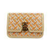 Leather 'TB' Monogram Print Shoulder Bag - Orange