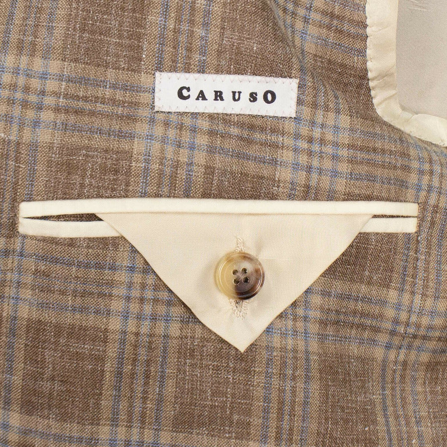 Drop 8 Plaid Wool Blend 3 Button Sport Coat - Brown