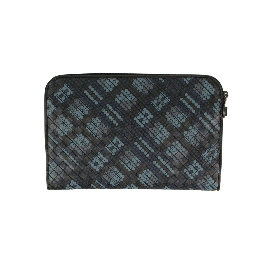 Leather Urbandoc In Tartan Dots Document Case - Blue