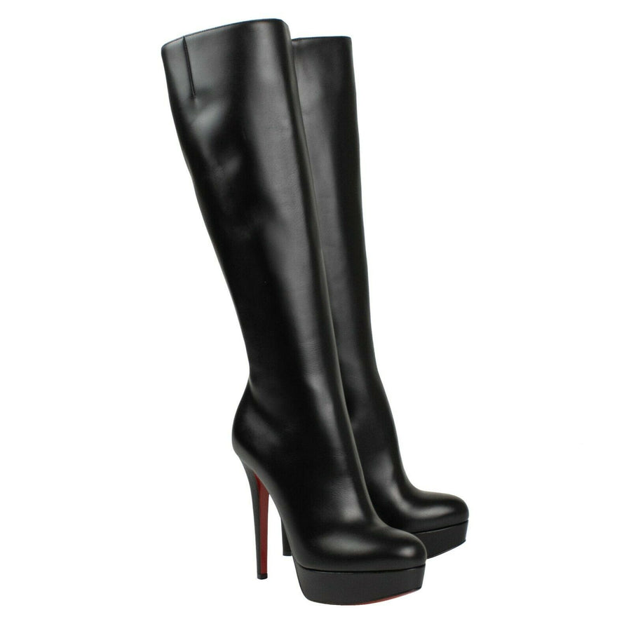 Bianca Leather 140mm Knee Boots - Black