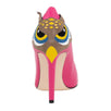 Leather Owl Face Pumps - Pink