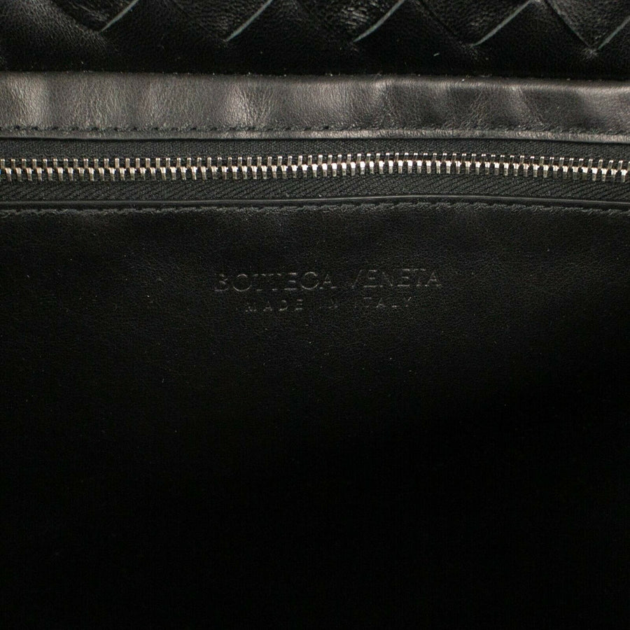 Leather 'Intrecciato' Large Tote Bag - Black