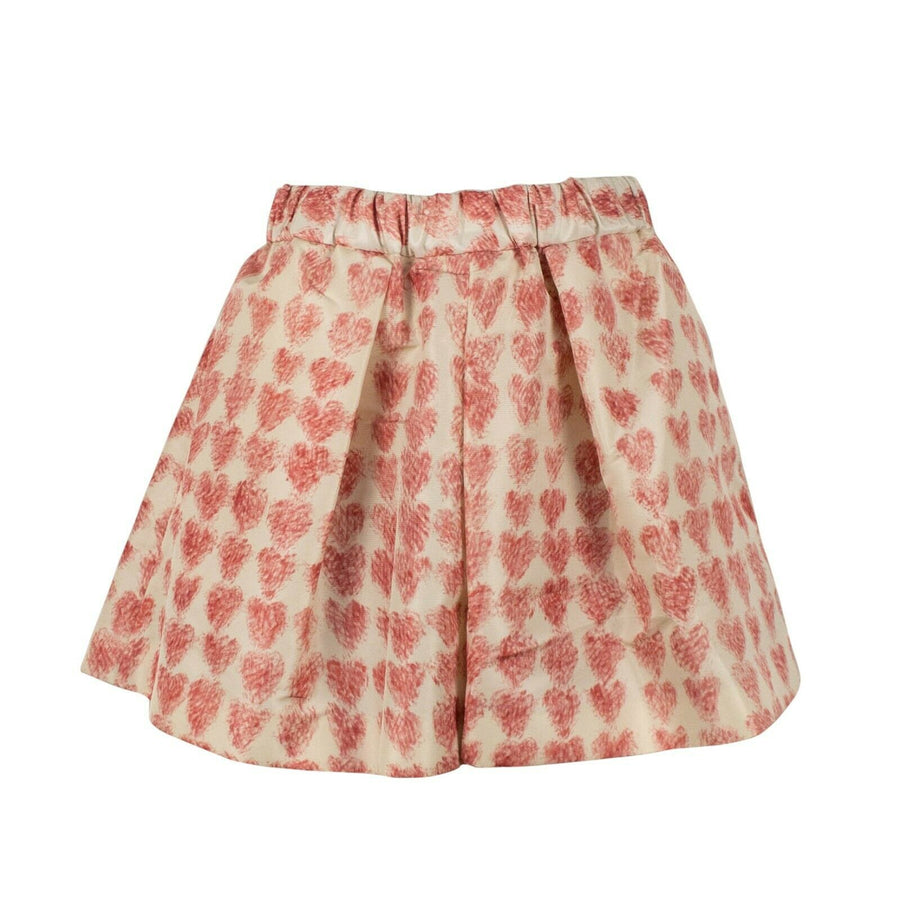 Satin Heart Printed Flare Shorts - Ivory