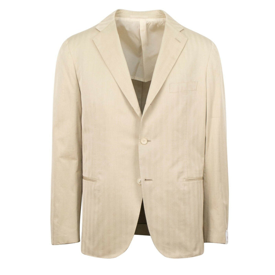 Drop 8 Cotton 3 Roll 2 Button Slim Fit Suit - Beige