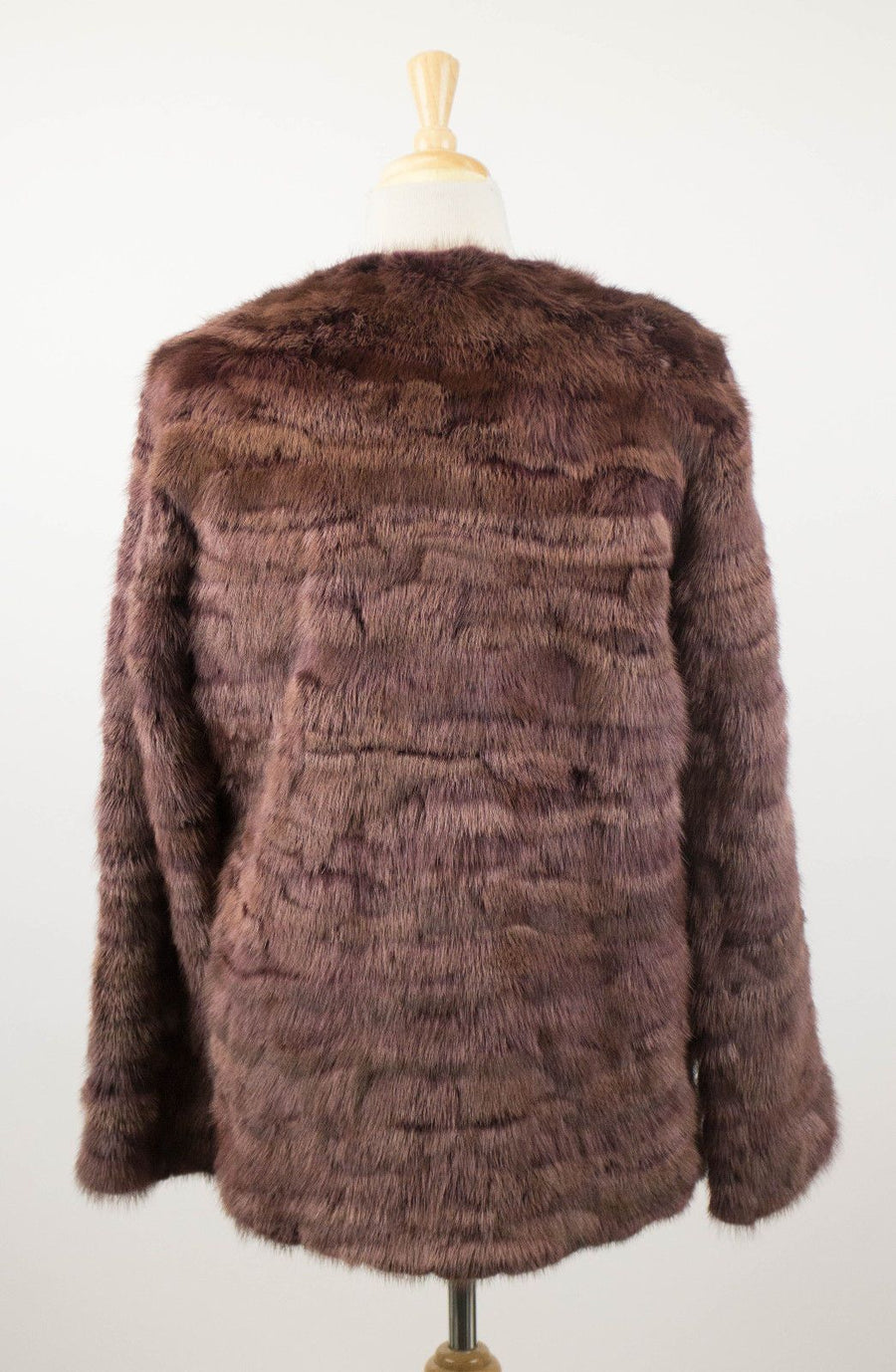 Mink Fur Jacket - Wine Red