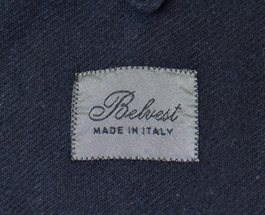 Blue Twill Cashmere Full Length Slim Fit Coat