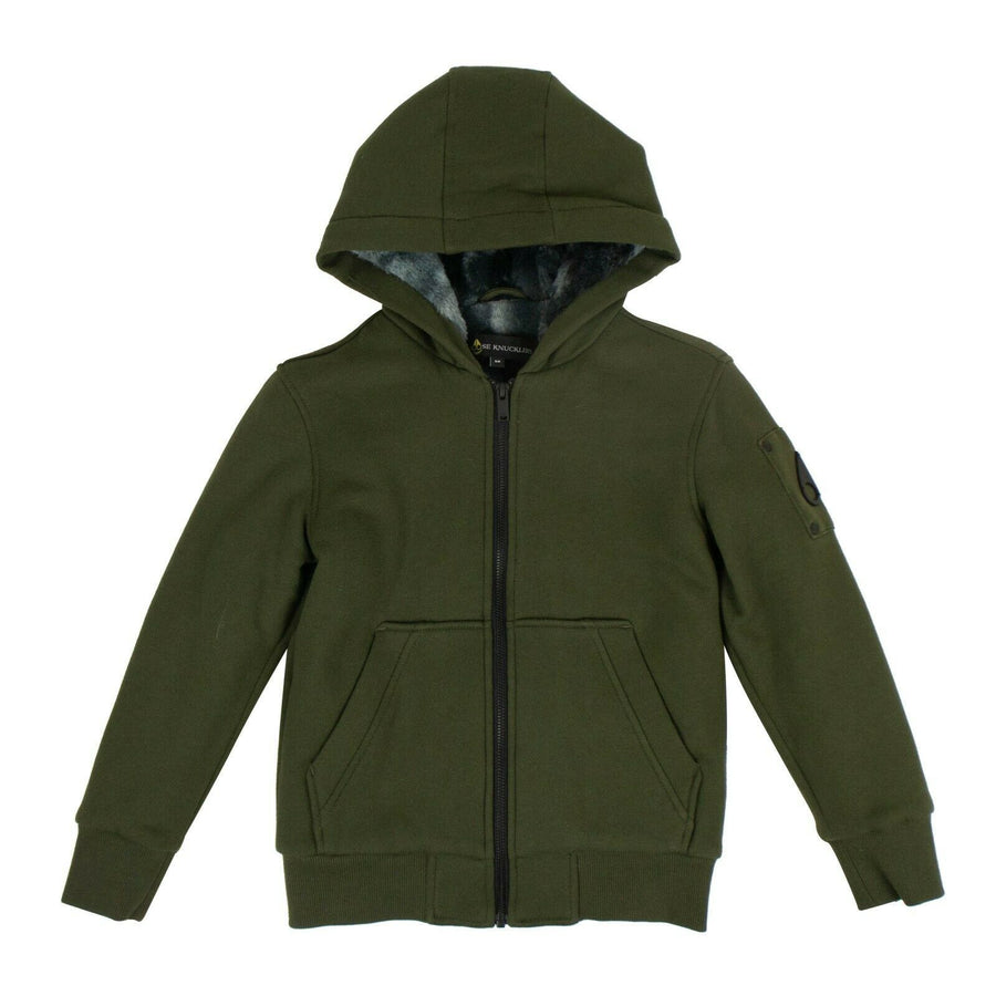 Kids 'Bunny' Zip-Up Hooded Sweater - Olive Green
