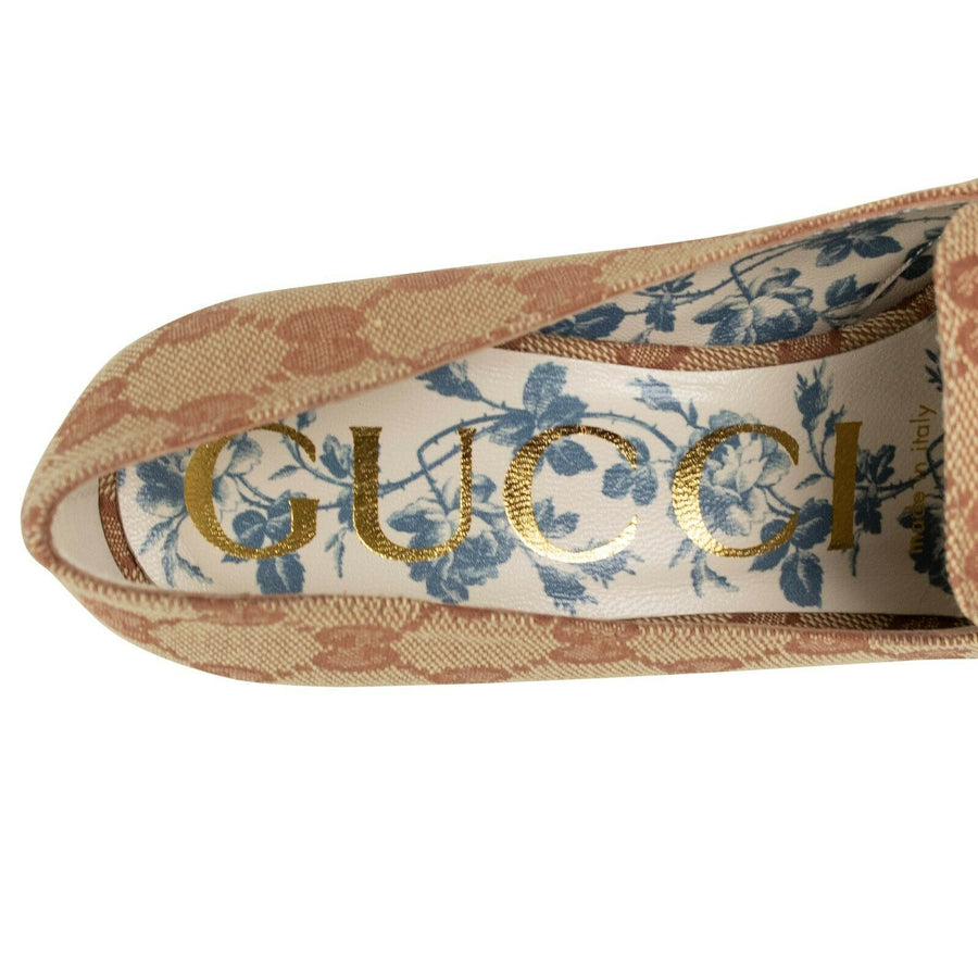 Women's GG Canvas Loafer Pumps Heels - Beige