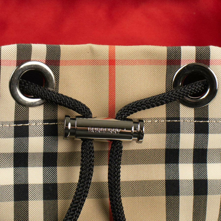 Vintage Check Beige Burberry Logo Detail Backpack
