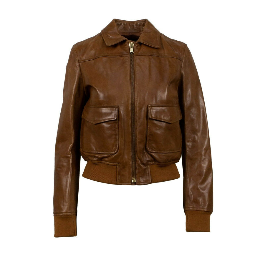 Large Owl Logo Bomber Jacket - Brown