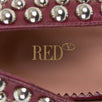 Leather Circle Studded Pumps - Red