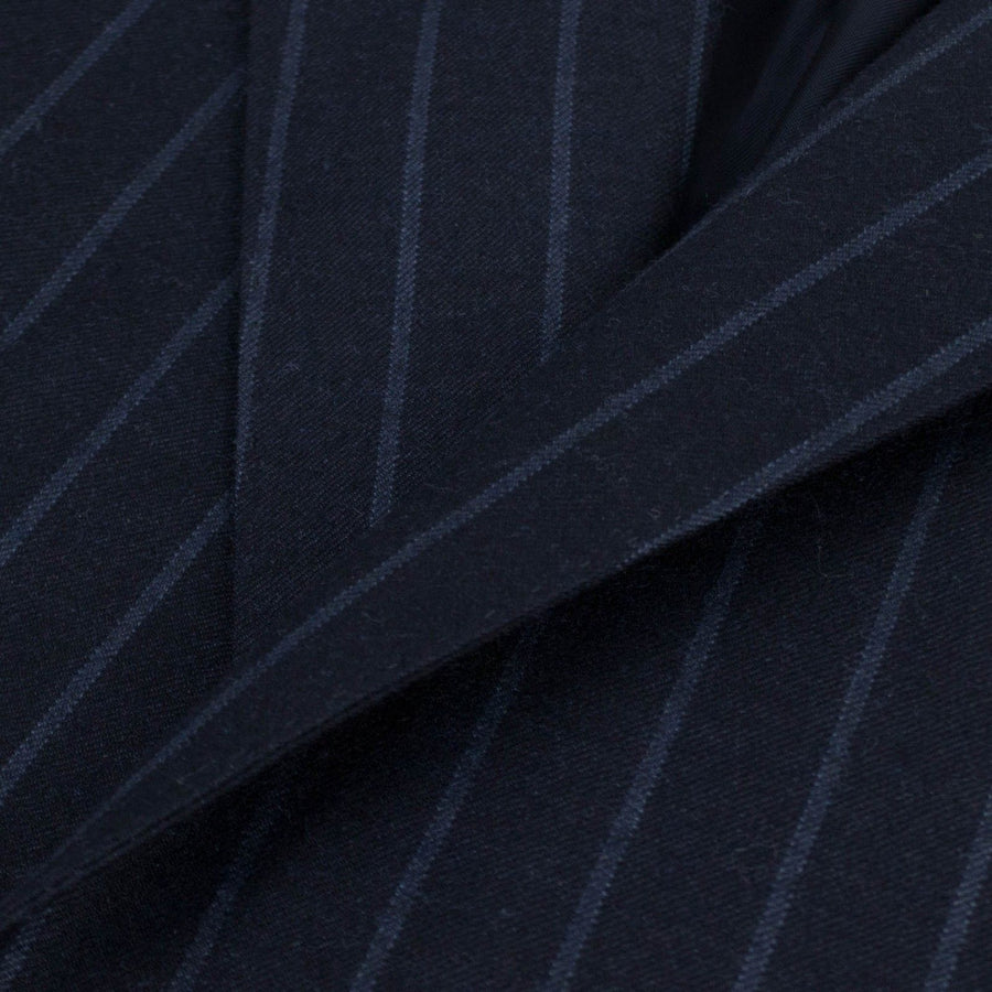 Drop 7 Striped Wool Two Button Suit - Navy