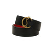 Leather Gold 'CL' Logo Belt - Black