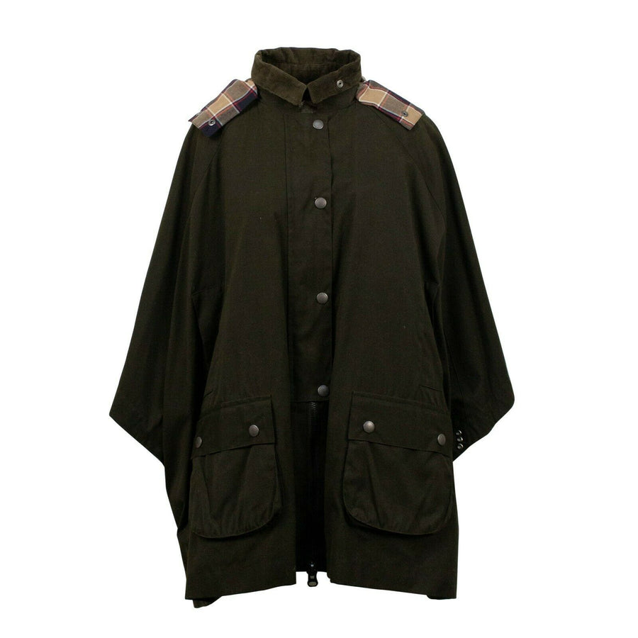 Wool Lined Cape Coat - Olive Green