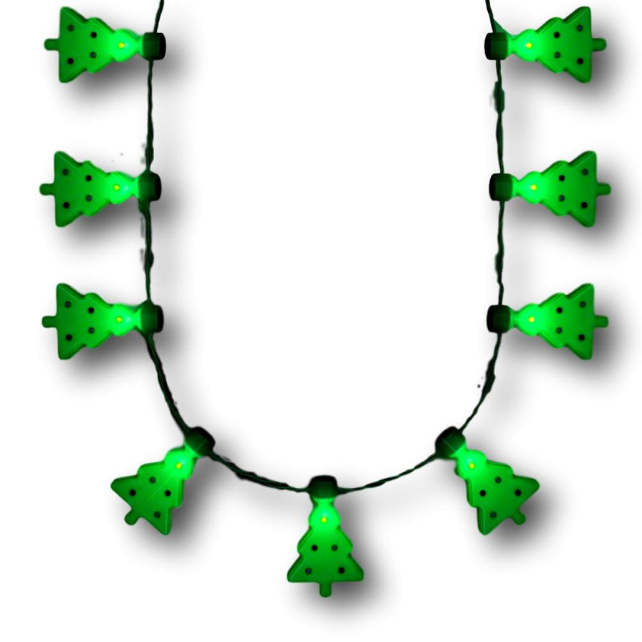 Merriest Little Christmas Tree Flashing Holiday Lights Necklace