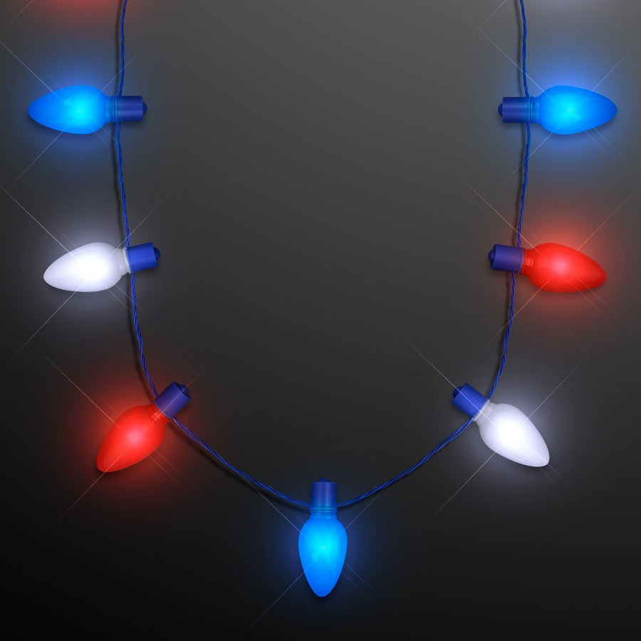 Huge Old School USA Red White and Blue Light Bulb Necklace