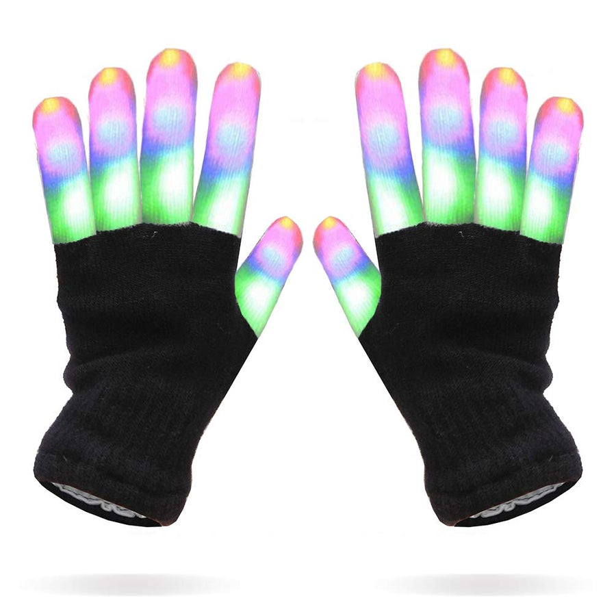 Multicolor Stripes LEDs Black Gloves