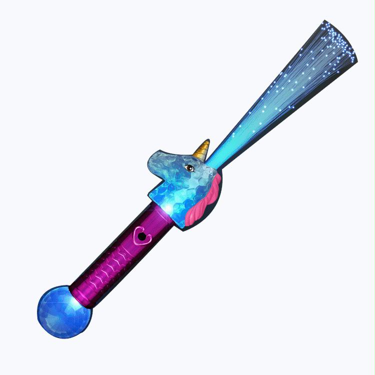 Light Up Multicolored Fiber Optic Unicorn Wand with Crystal Ball