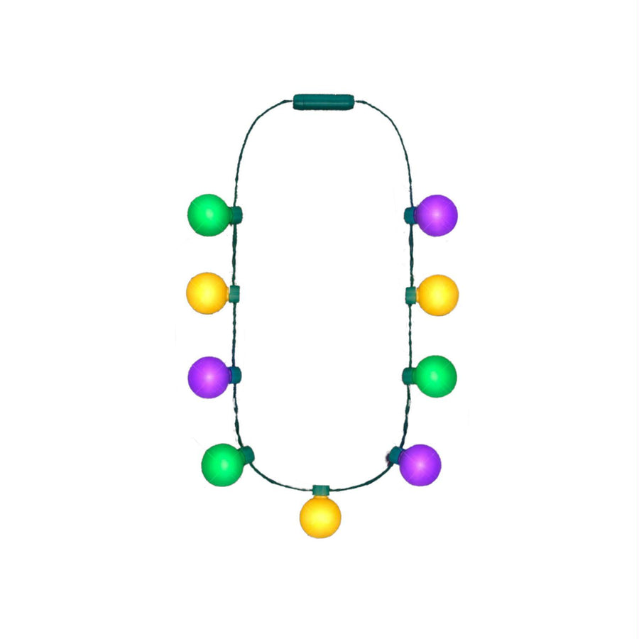 Large Light Party Globes Mardi Gras Parade Light Up Crewe Necklace for Fat Tuesday