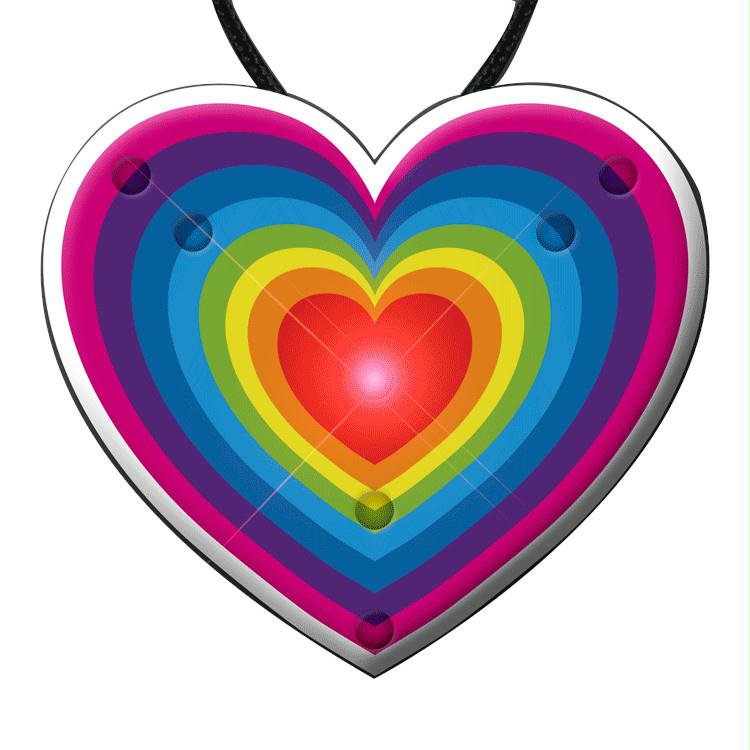 Flashing Retro Love Rainbow Heart Pendant Necklace