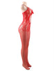 Plus Size Sexy Red Crocheted Fishnet Bodystockings