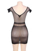 Plus Size Crotchet Mesh Hollow-out Mini Chemise Dress