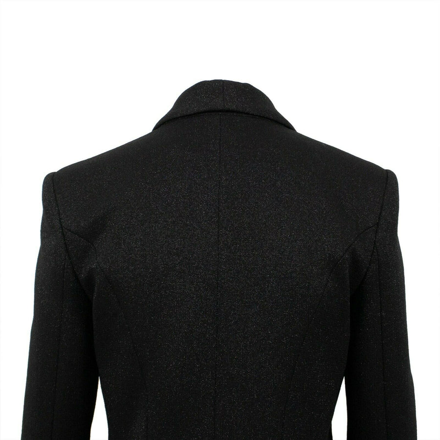 Metallic Wool Double Breasted Blazer - Black