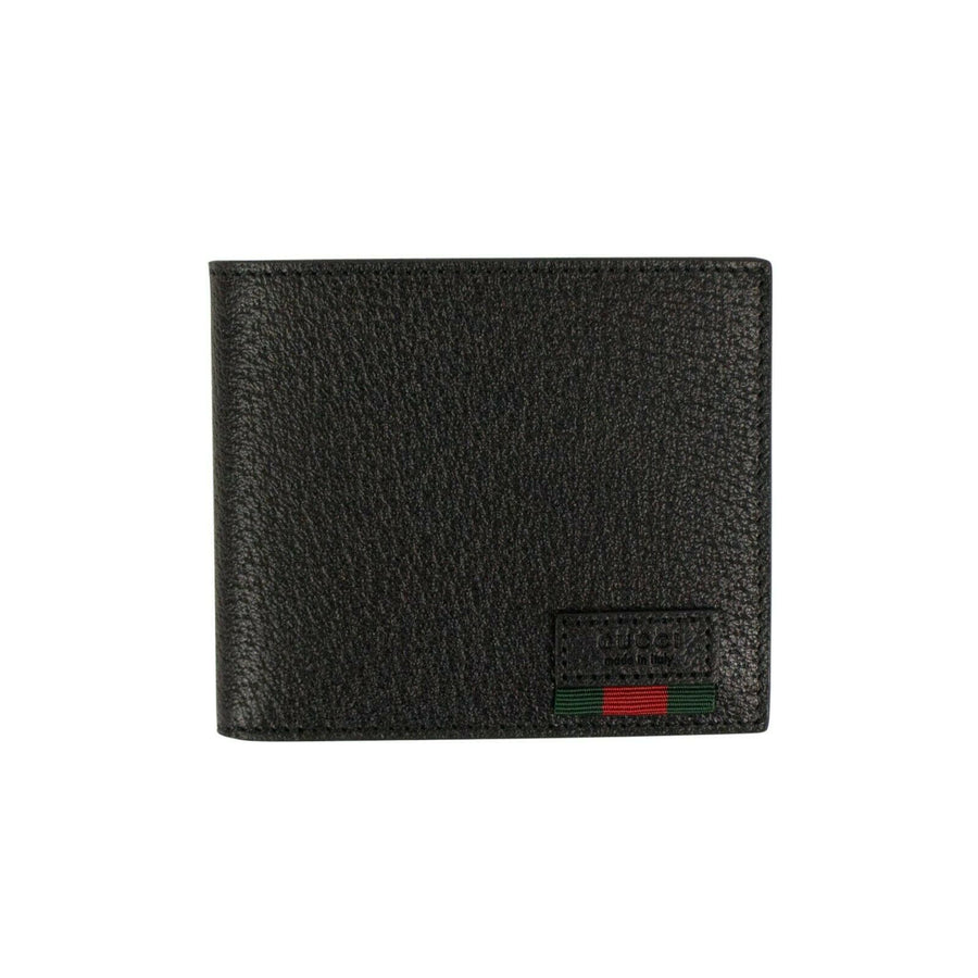 Web Grained Leather Bi-Fold Wallet - Black