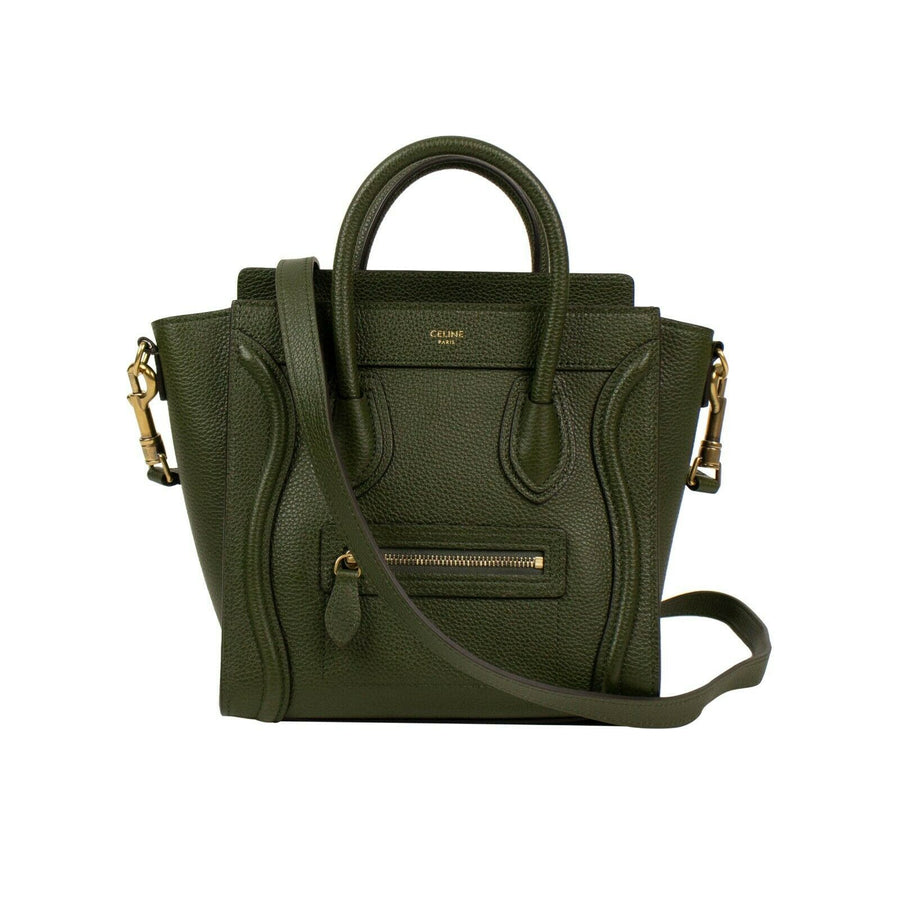 Drummed Calfskin Nano Luggage Cross Body Bag - Khaki