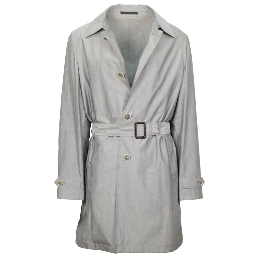 Cotton Blend Trench Coat - Gray