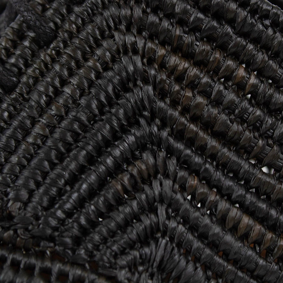 Patterned Raffia Lace Up Oxfords - Black