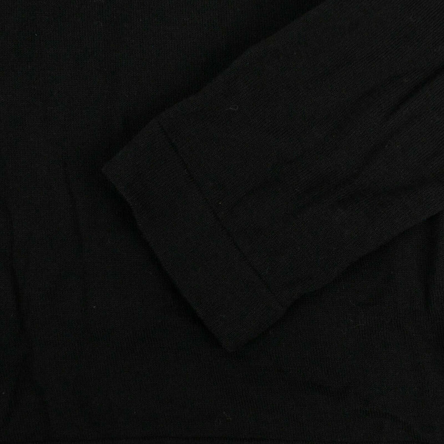 Cotton Thin Knit Crew Neck Sweater - Black